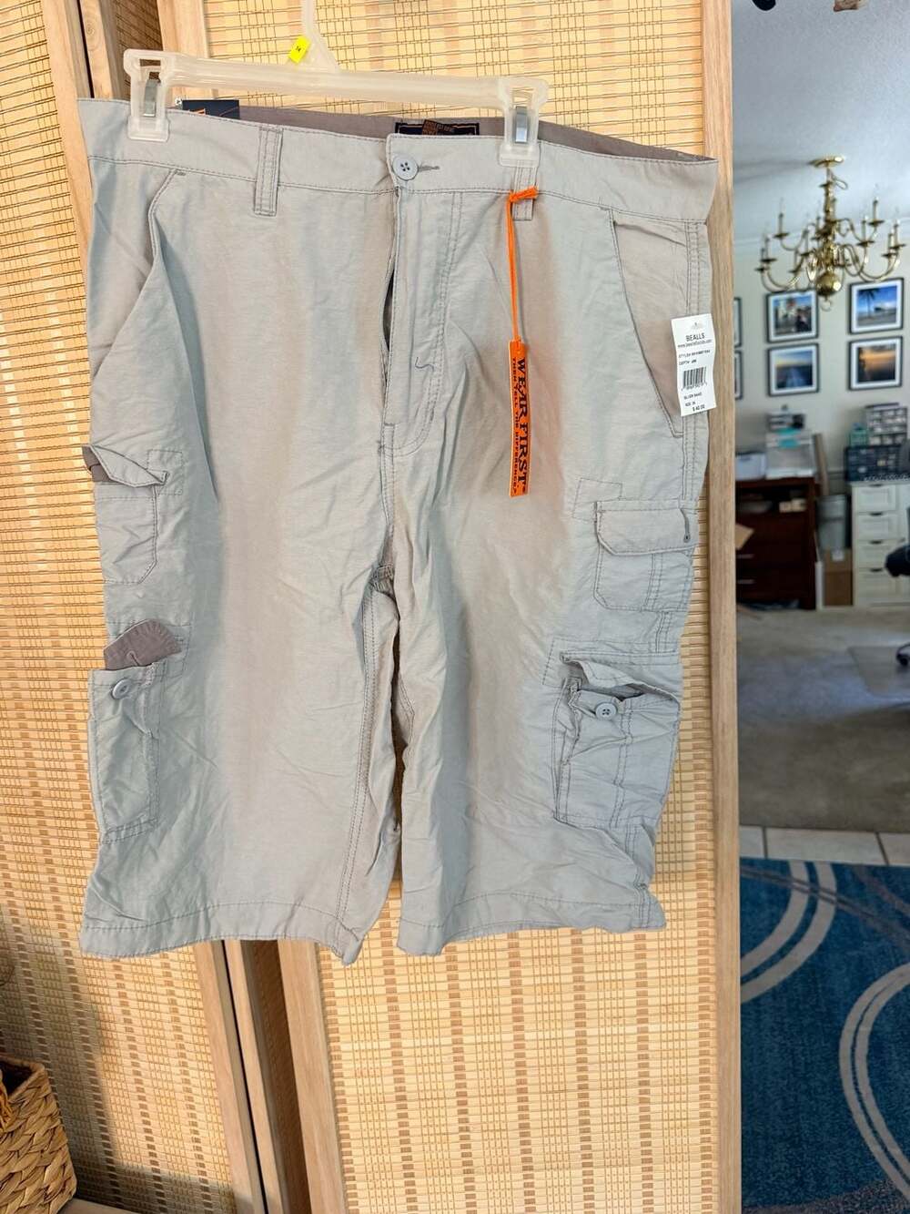 Wear First Silver Sand Cargo Shorts Size 36